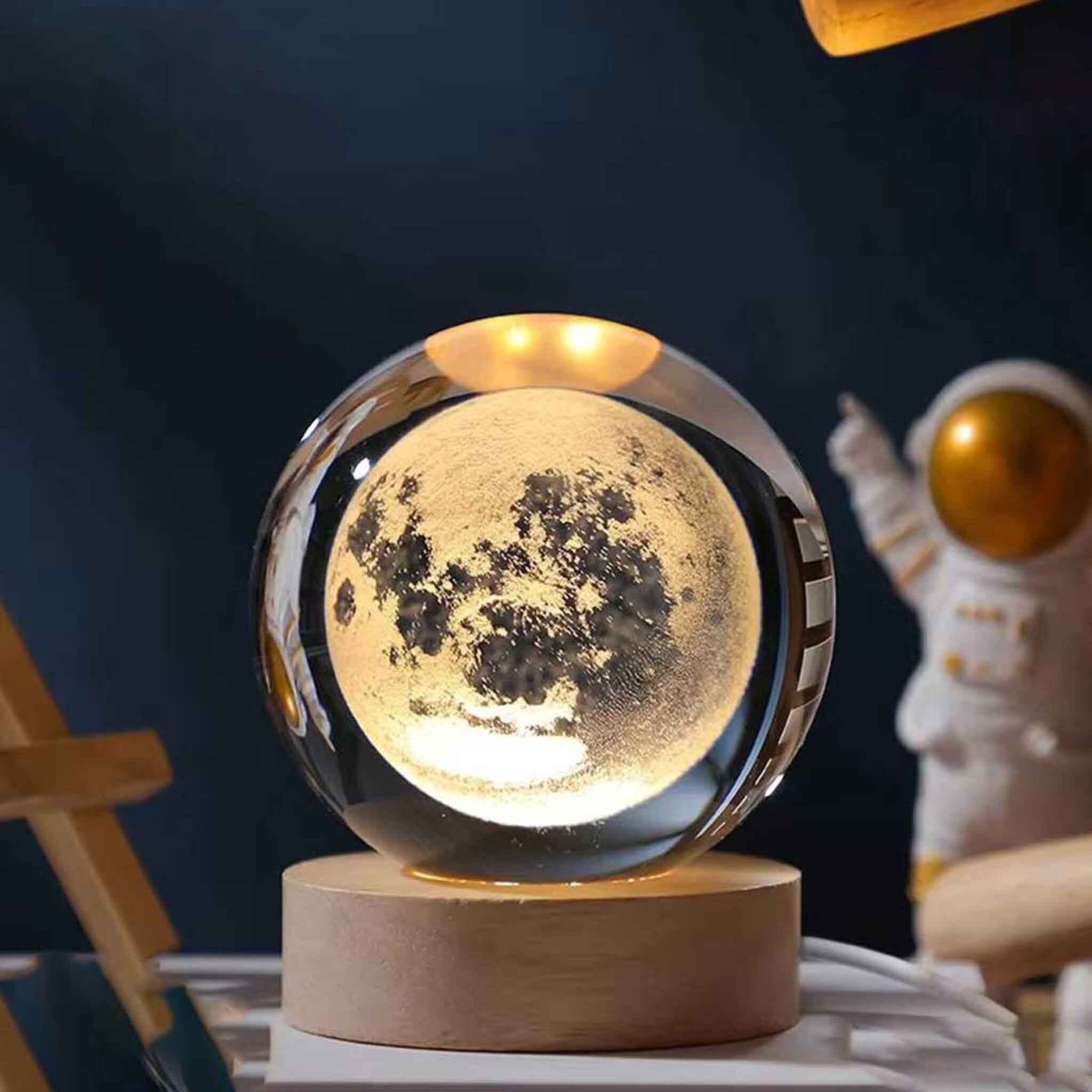 3D Moon Crystal Ball Night Light Lamp
